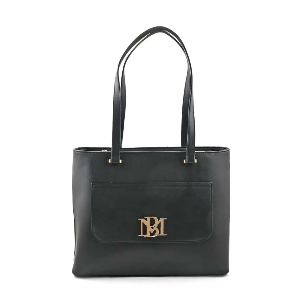 Badgley Mischka NWT Vegan Leather Tote Bag with Gold Monogram Quiet Luxury